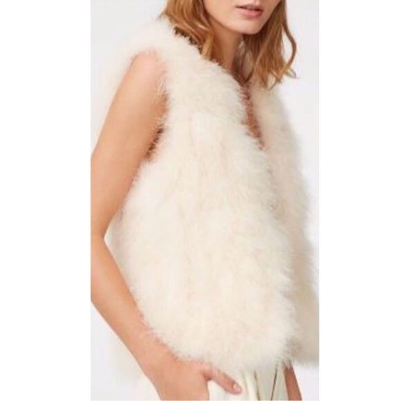 CLUB MONACO VIOLET MARABOU FEATHER VEST CREAM BLUSH SIZE S - Picture 11 of 11